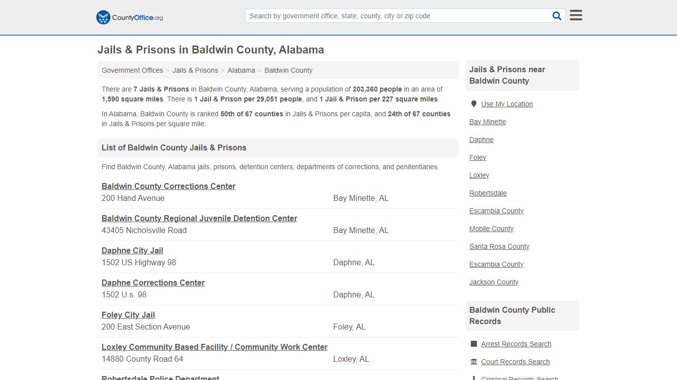 Jails & Prisons - Baldwin County, AL (Inmate Rosters & Records)