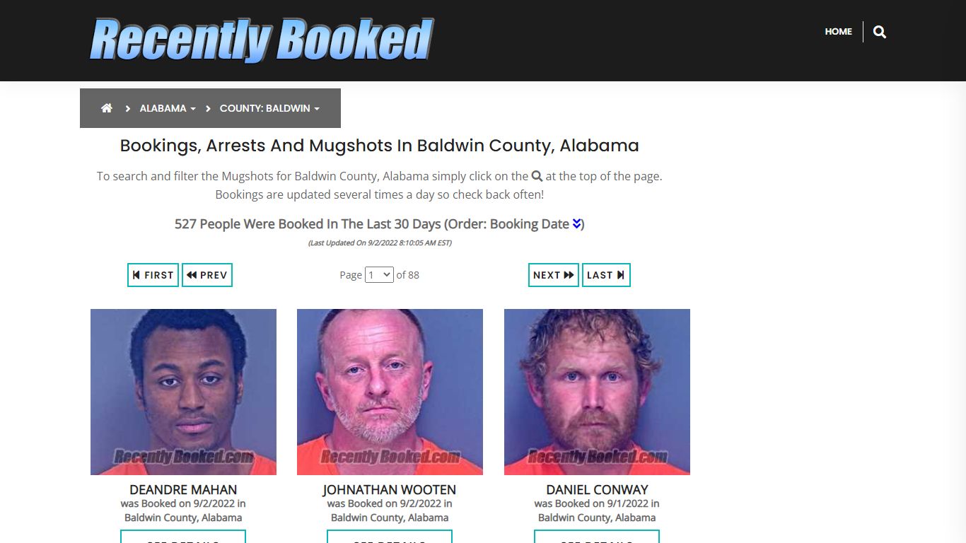 Bookings, Arrests and Mugshots in Baldwin County, Alabama